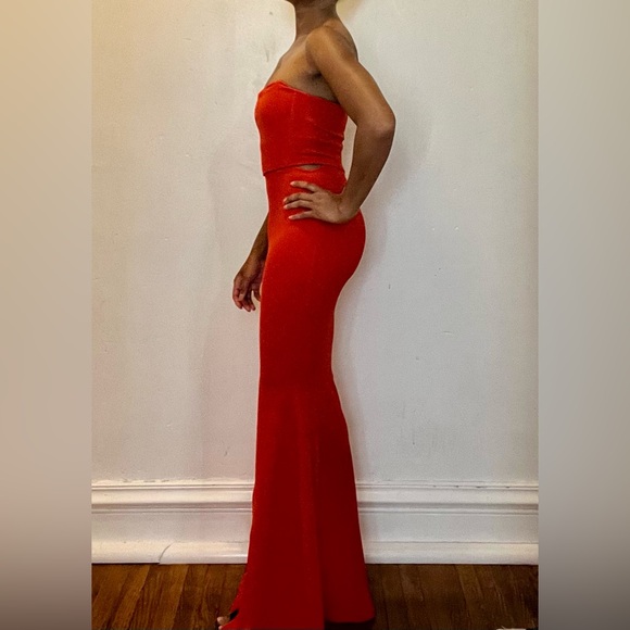 ASOS Design Red Corset Cut Out Maxi Dress - Picture 5 of 6